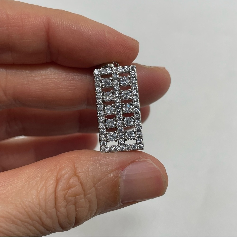 Rectangular Abacus Pendant Silver Necklace Chain … - image 3